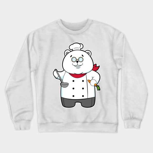 Panda as Cook with Soup ladle & Carrot Crewneck Sweatshirt by Markus Schnabel